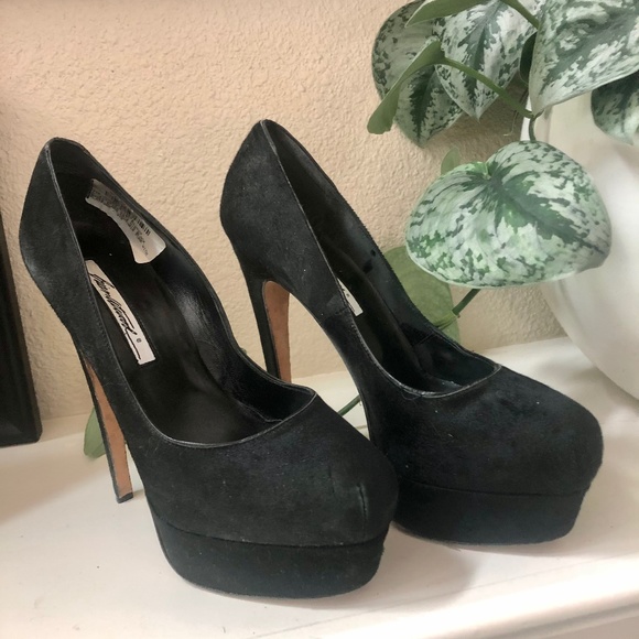 Brian Atwood Black Suede Platform Stiletto Heals - Picture 3 of 7